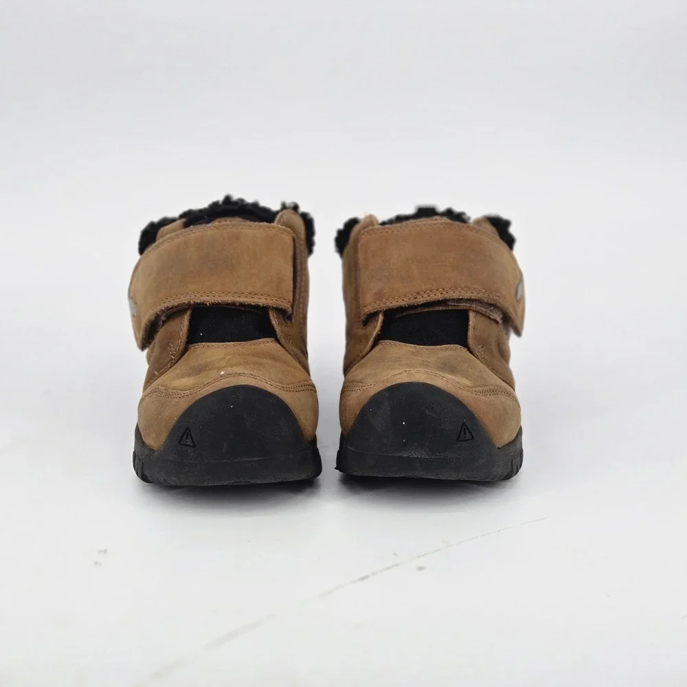 KEEN Kids Kootenay IV Mid Waterproof Brown Leather Wide Toe Box Boots US 8 VGUC